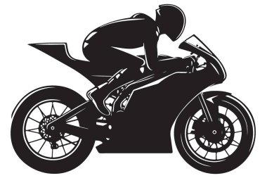 Motosiklet Yarışçısı Siluet Vektör Sanat İllüstrasyon Hızı ve Adrenalin Hızı