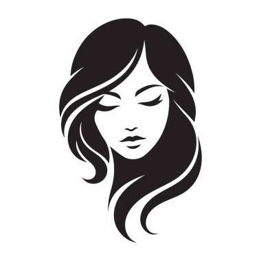 Kıllı Siyah Siluet Resimli Zarif Kadın Portresi