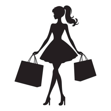 Bags Moda İllüstrasyonlu Zarif Alışveriş Silueti
