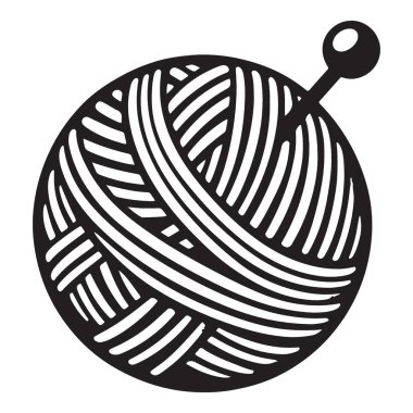 Örgü Şırıngası Çizimleriyle İplik Topu Silueti