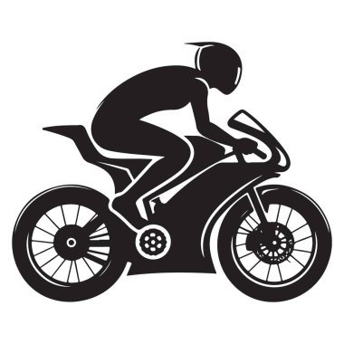 Siluet motosiklet sürücüsü illüstrasyon spor bisiklet macera turu tasarımı