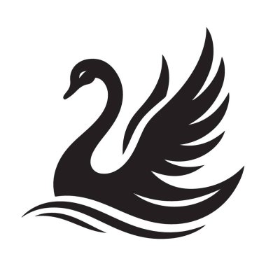 Siluet kuğu yüzme illüstrasyon kuşu zarif su tasarım vektörü