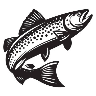 Sıçrayan Kahverengi Alabalık Balık Vektör Çizimi Vahşi Hayvan Çizimi