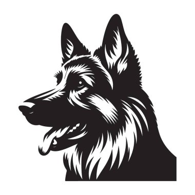 Siluet Alman Çoban Köpeği Yaratıcı Portre Çizimi
