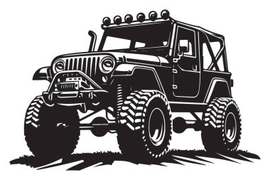 Açık hava tutkunları için güçlü bir off-road jeep vektör çizimi