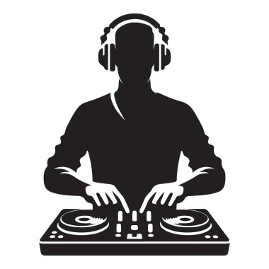 DJ 'in Silueti Müzik İllüstrasyonu Gece Hayatı ve Eğlence