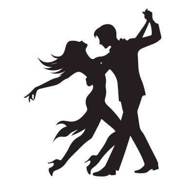 Siluet vektör çizim şablonunda zarif tango dansçıları