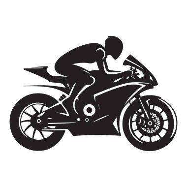 Spor Logosu Tasarımları için Hızlı Yarış Motorsiklet Silüeti Vektör Sanatı