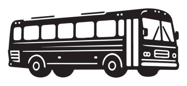 Siyah ve Beyaz Okul Otobüsü İllüstrasyon A Ulaşım Vektörü Görüntü