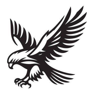 Ayrıntılı Kartal Silüeti Resimlendirme Vektör Tasarımı Yırtıcı