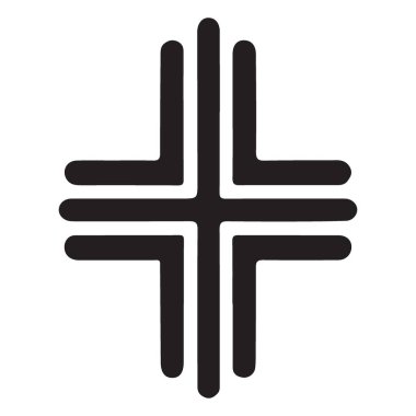 Cesur Minimalist Çapraz Vektör İnanç ve Birliğin Grafik Sembolü