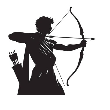 Archer Siluet Vektör Sanatı Antik Savaş 'ta Yetenekli Kesinlik