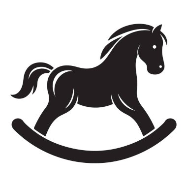 Sallanan At Silueti Vektör Klasik Oyuncak Çocukluğu Nostalji Tasarımı