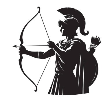 Yay ve Ok Vektör Sanat İllüstrasyonlu Siluet Archer