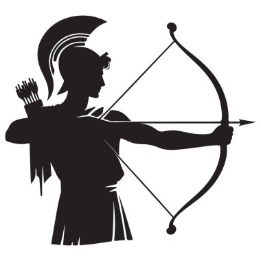 Siluet Okçu Hedef Tarihi Vektör Sanatı İllüstrasyonu