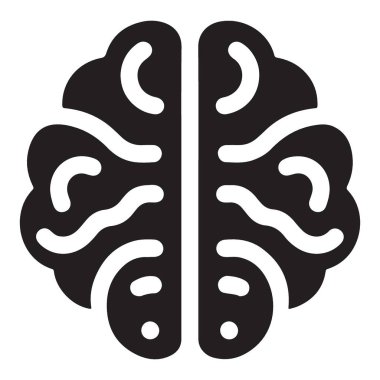 İnsan Beyni Sembol Vektör Eğitim İllüstrasyonunun Silueti