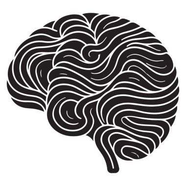 Yaratıcı Düşünenler için Beyin Silüeti Sanat Vektörü İllüstrasyonu
