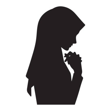 Müslüman Kadın Silueti Dua Eden Vektör Sanatı Huzurlu Yansıma