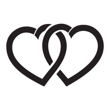 Birbirine Bağlı Kalpler Siluet Vektör Aşk ve Romantizm İllüstrasyonu