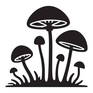 Mantar Kümesi Siluet Doğa İçin Vektör Sanatı İlham Veren Tasarımlar