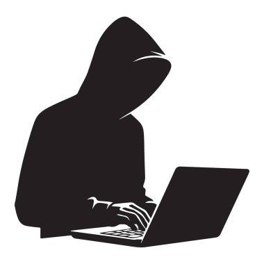 Siber Güvenlik Tasarımları için İsimsiz Siluet Hacker Vektör İllüstrasyonu