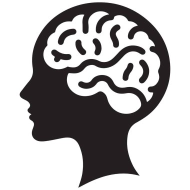 İnsan Beyni Baş Vektör İllüstrasyon Tasarımı Zihin Tasarımı Silüeti