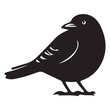 Bir Kuş Çizimi Silueti Doğa Songbird ve Vahşi Yaşam Tasarımı