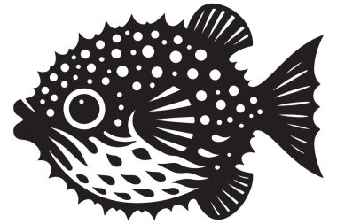 Sivri uçlu ve benekli siluet kirpi balığı Su altında Deniz Yaşamı