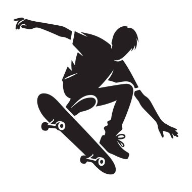 Kaykaycının Silueti Orta Hava Vektör İllüstrasyon Spor Tasarımı