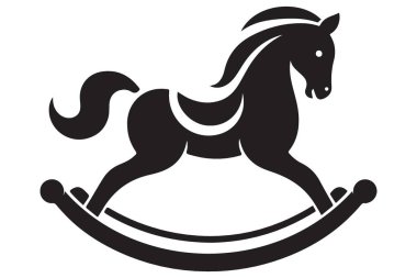 Çocuk Tasarımı için Sallanan At Silueti Oyuncak Vektör İllüstrasyonu