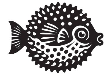 Dikenli Kirpi Balığı Silüeti Görüntü Vektörü Su altı Grafik Vektörü