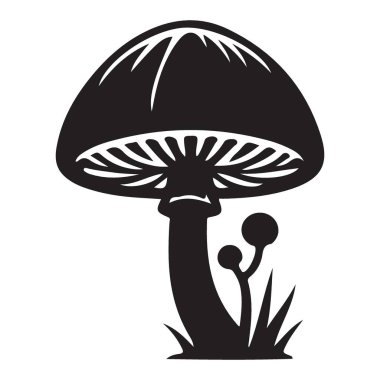 Siluet Mantar Vektör Doğayı Sevenler ve İçecekler İçin İllüstrasyon