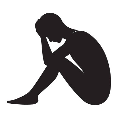 Üzgün adam silueti depresyon umutsuzluk vektör çizimi tasarımı