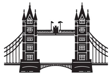 Tower Köprüsü Londra 'nın ünlü simgesi silüet çizimi ve vektörü