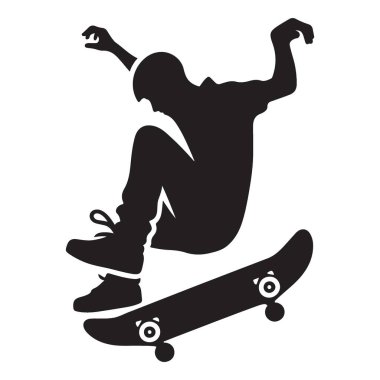 Ekstrem sporlar için aksiyon siluet vektör tasarımında kaykaycı