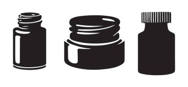 Sağlık ve İlaç Tasarımı İçin İlaç Şişesi Silüeti Koleksiyonu