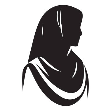 Zarif Müslüman Kadın Silüeti Tasarım İçin Türban Vektör İllüstrasyonu Giyiyor