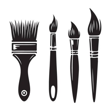 Çeşitli Resim Fırçaları Sanatçılar ve Yaratıcı Projeler için Vektör İllüstrasyonunu Ayarladı