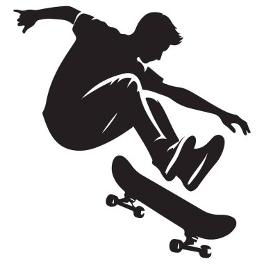 Kaykaycı Siluet Çizimi Orta Hava Eyleminde Numara Yapıyor