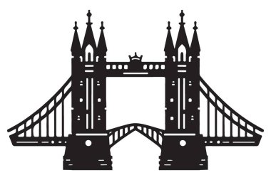 Zarif Londra Köprüsü Siluet Vektör Resmetme İkonik Seyahat Hedefi