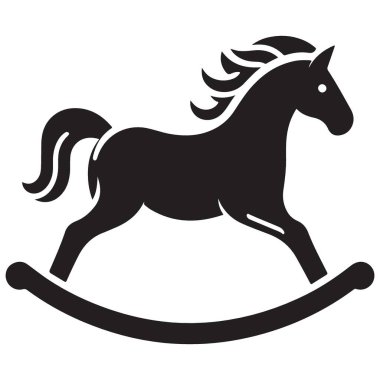 Yaratıcı Çocukluk Tasarımları için Zarif Sallanan At Siluet Vektörü