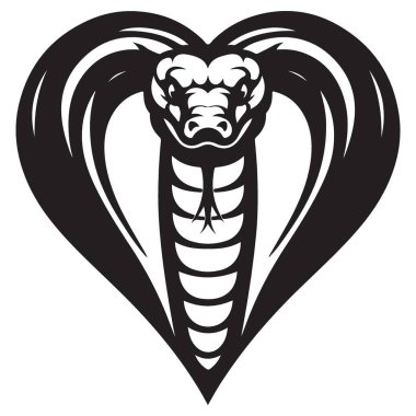 Kalp şeklinde kobra yılanı silueti vektör tasarımı