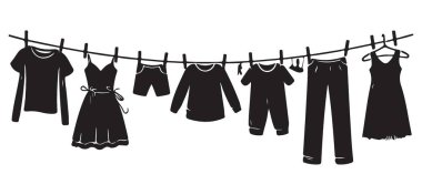 Çamaşır ipini çamaşır mandallarıyla asmak ve çamaşır ipiyle yıkamak