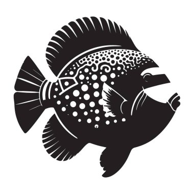 Dikenli Yüzgeçli Benekli Balığın Ayrıntılı Vektör İlülasyonu