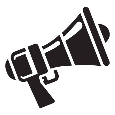 Megafon Siluet Vektör İllüstrasyon Duyuru ve Pazarlama Hoparlörü