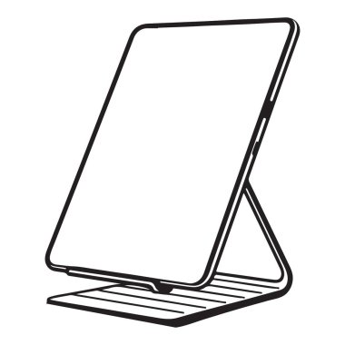 Ayarlanabilir Duruşu Olan Parlak Siyah ve Beyaz Tablet Silueti