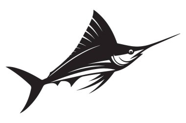 Marlin Balık Silüeti Vektör İllüstrasyon Tasarımı Yazdırmaya Hazır