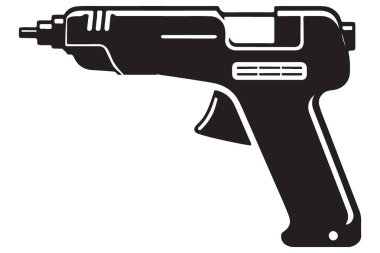 DIY Projeleri için Siluet Ateşli Yapıştırıcı Silah Vektörü İllüstrasyonu