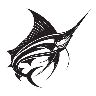 Balık Tutmaya Hevesli Sanat Tasarımı için Marlin Siluet Vektör İllüstrasyonu