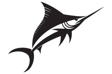 Ayrıntılı Marlin İllüstrasyon Balıkçılık Vektör Tasarımı Siluet Biçimi